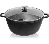 Orion Casserole en fonte d'aluminium Casserole avec couvercle en verre GRANIT 32 cm | 9,7 l gaz induction