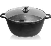 ORION Casserole en fonte d'aluminium Casserole avec couvercle en verre GRANIT 32 cm | 9,7 l gaz induction
