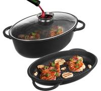 Orion Cocotte avec revêtement granit Cocotte avec couvercle Grill poêle 3in1 GRANDE 10l
