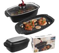 Orion Cocotte avec revêtement granit Cocotte avec couvercle Grill poêle 3in1 GRANDE 5l
