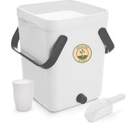 Orion | Composteur de cuisine - 10 l - avec poignées - en plastique - blanc - Inclus tamis, gobelet gradué et pelle