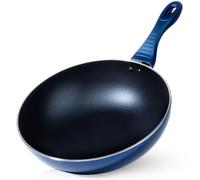 Orion Diamant Poêle wok anti-adhésive en fonte d'aluminium avec revêtement diamant, convient pour les plaques à induction, sans PFOA, passe au lave-vaisselle, bleu foncé