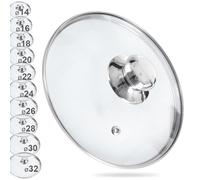 ORION Glasdeckel Pfannendeckel 22cm topfdeckel universaldeckel mit Edelstahlring für Topf/Pfanne 200°C hitzebeständiges Glas Ø 14, 16, 18, 20, 22, 24, 26, 28, 30 cm (22 cm)
