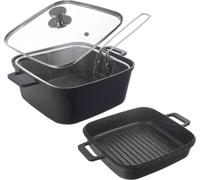ORION Grande Plat à four avec couvercle 32,5 x 24,5 x 16,5 cm, double face, panier à friture ORION 127036