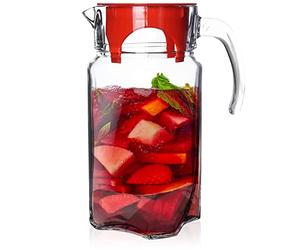 ORION GROUP Carafe en verre Luna - 1,75 l - Avec couvercle et bec verseur - Pour boissons faites maison, thé glacé, lait, café, vin