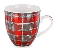 Orion Group Grande Tasse en Porcelaine XXL 1 l | avec anse et motif à carreaux pour café, thé, cacao et boissons chaudes