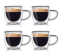 orion group Lot de 4 verres isothermes | 110 ml, Double paroi, Pour café, expresso, cappuccino, thé, latte macchiato