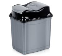 orion group Poubelle 5 l en plastique gris avec couvercle basculant - Petite poubelle pour salle de bain, cuisine et bureau - Poubelle cosmétique avec couvercle amovible - 21,5 x 16,5 x 25,5 cm