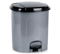 orion group Poubelle à pédale en plastique - 11,5 l - Avec pédale et seau intérieur amovible - Poubelle compacte pour cuisine, salle de bain et bureau - Poubelle cosmétique au design moderne - Gris