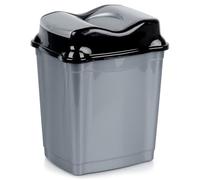 orion group Poubelle en plastique gris 9 l - Poubelle avec couvercle basculant pour salle de bain, cuisine et bureau - Poubelle cosmétique compacte avec couvercle - 25 x 19,5 x 32 cm
