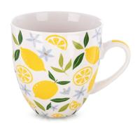 Orion Group Tasse XXL en Porcelaine | 1 l, Avec anse, Motif citron, Pour café, thé, cacao et boissons chaudes