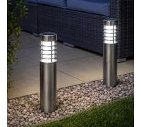 Orion Lot de 2 lampes solaires d'extérieur Marco Paul en acier inoxydable 20 l - Lampes solaires étanches pour allée, allée, parterres de fleurs, éclairage extérieur