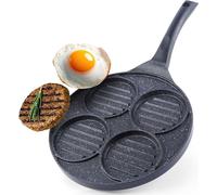 Orion | Poêle - Poêle à griller avec 4 creux - Ø 26,5 cm - Revêtement granit - Antiadhésif - Lavable en machine
