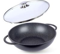 Orion | Poêle - Poêle wok - Ø 32 cm - Noir - Antiadhésif - Avec couvercle en verre - Adapté à l'induction