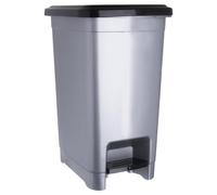 Orion Poubelle à pédale étroite 15 l - En plastique avec pédale et couvercle - Poubelle pour cuisine, salle de bain et bureau - Tri des déchets - Gris/noir - 31 x 24 x 39 cm