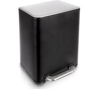Orion | Poubelle - métal - 20 l - poubelle à pédale - noir avec argent - poubelle - idéal pour salle de bain, chambre à coucher
