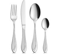 Orion | Set de couverts argent - 24 pièces acier inoxydable - Pour 6 personnes - Couteaux, fourchettes, cuillères et cuillères à café - Lavable en machine