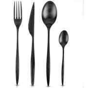 Orion | Set de couverts argent - 24 pièces acier inoxydable - Pour 6 personnes - Couteaux, fourchettes, cuillères et cuillères à café - Lavable en machine - Noir