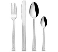 Orion | Set de couverts argent - 24 pièces acier inoxydable - Pour 6 personnes - Couteaux, fourchettes, cuillères et cuillères à café - Lavable en machine