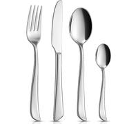 Orion | Set de couverts argent - 24 pièces acier inoxydable - Pour 6 personnes - Couteaux, fourchettes, cuillères et cuillères à café - Lavable en machine