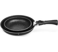 Orion | Set de poêles - Ø 20/26 cm - Noir - Revêtement antiadhésif - Poignée amovible - Peu encombrant