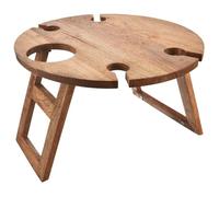 Orion Table de pique-nique pour vin en bois de manguier - Table à vin pliable avec support pour 4 verres et 1 bouteille - Table en bois pour jardin, balcon et camping - 39,5 x 24,5 cm