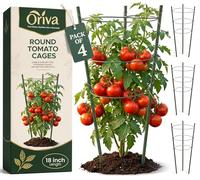 Oriva Lot de 4 cages à tomates rondes pour jardin, 43 cm, réglables en métal avec anneaux de verrouillage antidérapants, treillis à tomates et support de plantes pour parterres de jardin surélevés