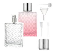 Orizizhic Lot de 6 flacons de parfum carrés en verre transparent de 100 ml avec entonnoir, compte-gouttes, pompe à remplir soi-même, pour parfums, cosmétiques
