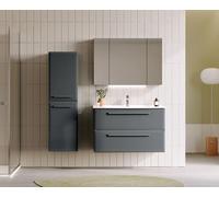 Orka | Ensemble de Meubles de Salle de Bains - 100 Cm - Anthracite Brillant - Avec Miroir Et Lavabo - Moderne Et Fonctionnel - Fermeture Silencieuse