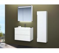 Orka | Ensemble de Meubles de Salle de Bains - 80 Cm - Blanc - Avec Miroir, Lavabo Et Rangement - Design Elégant - Fermeture Silencieuse