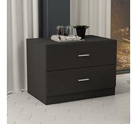 Orlando Commode moderne en bois à 2 tiroirs pour chambre d'enfant Noir