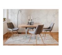 ORLANDO Table à manger à rallonge - Style contemporain - Décor chêne artisan et alu - L 120-200 x P 80 x H 75 cm