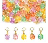 Ornazy Lot de 50 breloques cubiques en verre craquelé avec boucle pour la fabrication de bijoux