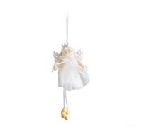 Ornement Ange en Peluche avec Couronne pour Sapin | Design adorable, jupe en tulle délicate, couronne dorée, ambiance de pour rêve, accent festif unique(White)