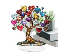 Ornement de Bureau Arbre en Coeur - Acrylique 18x18cm | Décoration De Table Creative 2D Arbre Statue | Décoration Acrylique Transparent en Forme de Coeur, Cadeau Pour Petite Amie Et Maman, Design