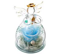 Ornement de Bureau en Fleur Préservée, Ange en Verre, Ambiance Noël | Surface Lisse et Compacte, Résiste aux Déformations, Présent Romantique pour Couples, Tables de Mariage, Étagères et Chevets