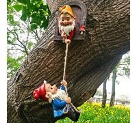 Ornement de gnome de jardin amusant, décoration de fée suspendue pour l'extérieur, décoration mignonne pour la cour, le patio et la pelouse, statue de jardin de fée, cadeau fantastique pour la maison