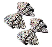 Ornement de Nœud Décoratif en Cristaux Noirs, 1 Paire pour Chaussures | Décoration Créative à Nœud, Pendentifs pour Paquet, Matériel de Couture à Main, Petit Format Noir