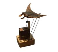 Ornement de Raie Manta électrique en Bois Fait à la Main, automate en Bois Artisanal avec Postures de Natation réalistes, décoration océanique mécanique réaliste