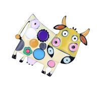 Ornement de Vache en Alliage, Bouton de Col Émaillé, Ambiance Noël | Décoration de Vêtements Créative et Fashion, Usage Quotidien et Soirée, Jaune, Solide, Confortable