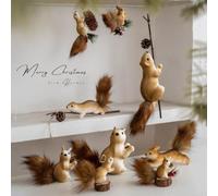 Ornement Écureuil Noël pour mousse Réaliste pour déco pour arbre(D) | pour mousse détaillée, aspect réaliste, style pastoral, pour sapin de Noël, ambiance festive unique