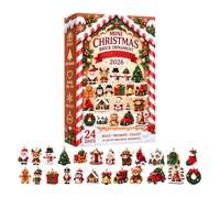Ornement en briques compte à rebours de Noël Calendrier de l'Avent 24 jours | Décorations Festives Pour Maison Appartement Salon Chambre Bébé Espace Travail Bureau Étagère Cheminée UN