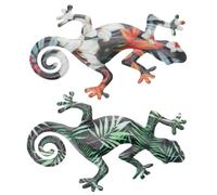 Ornement Gecko Mural en Fer, Lot de 2 Pièces, Décoratif | Aspect Réaliste, Usage Polyvalent, Chambre et Jardin, Sculpture Créative au Style Chic et Charmant