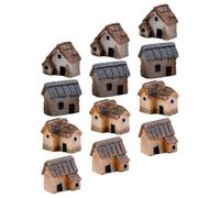 Ornement Miniature de Jardin 12 Pièces en Résine, Maisonnette Créative | Mini-maisons pour Micro-paysage, Placement sur Rebord ou Bureau, Style Village, Possibilités DIY
