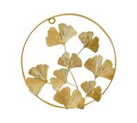 Ornement Mural en Ginkgo Doré, Fer Léger, sans Perçage, 1 Pièce | Découpe Ajourée et Surface Lisse, pour Bureau ou Décoration Murale, Fixation par Clous ou Crochets