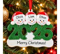 Ornement Noël Personnalisé avec 2-6 Noms Boule de Noël | Boule de Noël Personnalisable, Pendentif de Noël avec Bonhomme de Neige, Décoration Noël, Cadeau Personnalisé pour Famille