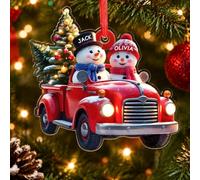 Ornement Noël Personnalisé avec Noms Boule de Noël en Acrylique | Boule de Noël Personnalisable, Pendentif de Noël avec Bonhomme de Neige, Décoration Noël, Cadeau Personnalisé pour Famille