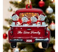 Ornement Noël Personnalisé avec Noms Boule de Noël en Acrylique | Boule de Noël Personnalisable, Pendentif de Noël avec Bonhomme de Neige, Décoration Noël, Cadeau Personnalisé pour Famille