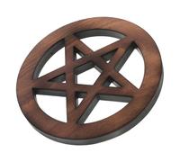 Ornement Pentagramme en Bois Rétro, Plaque Décorative Étoile pour Table | Art Mural Pentagramme, Usage Intérieur, Style Artistique, Teinte Brun Clair
