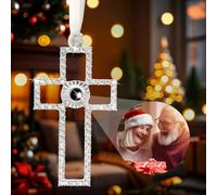 Ornement Photo Personnalisé pour Arbre de Noël, Pendentif à Suspendre avec Projection de Croix avec Image à l'intérieur, Décoration D'intérieur pour Fête de Noël, Cadeaux pour Famille